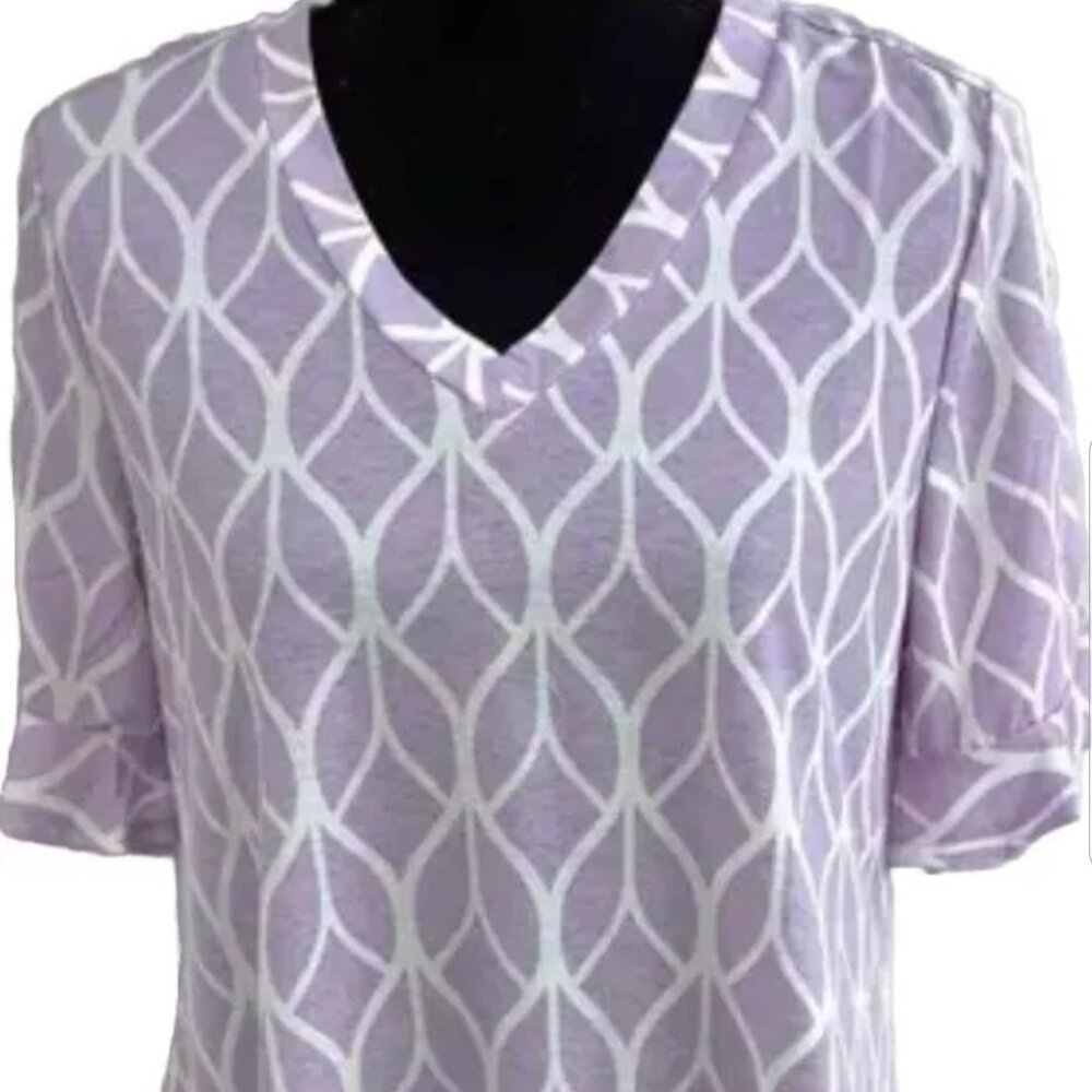 Flirty lilac tunic top with ruffle sleeve size XXL